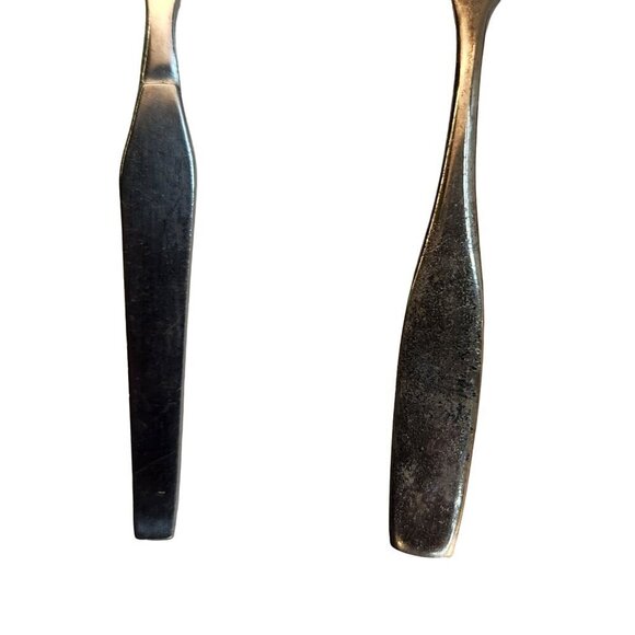 Vintage Baby Utensils Set Of 5 - 3 Teaspoons & 2 Forks - Silver Stainless, 2 Ger - Picture 5 of 13